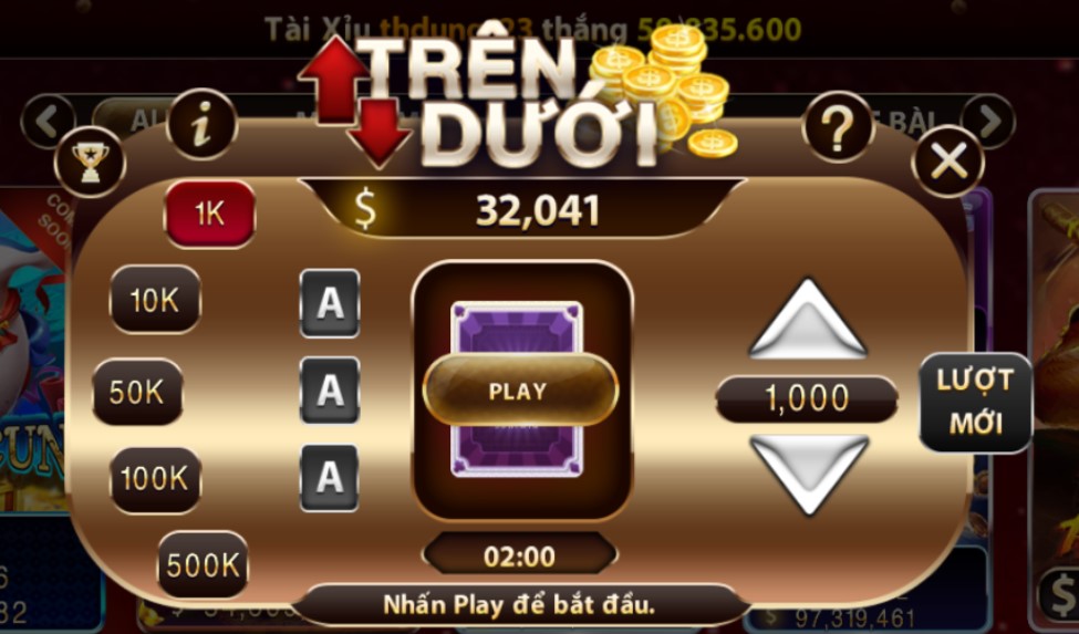 Game bài trên dưới là sản phẩm cá cược trực tuyến rất hấp dẫn